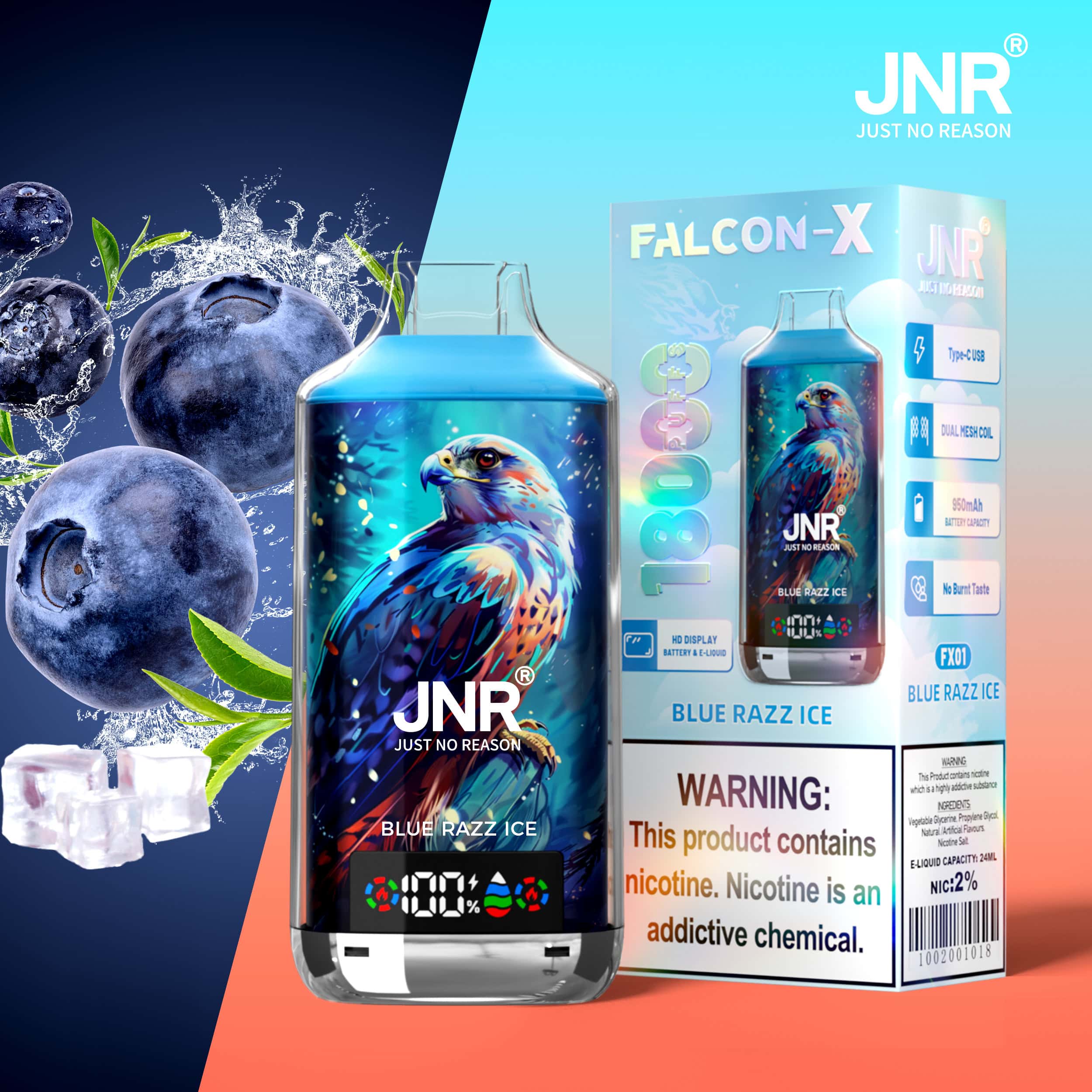 JNR Falcon-X 18000 Blue Razz Ice – Bild 2