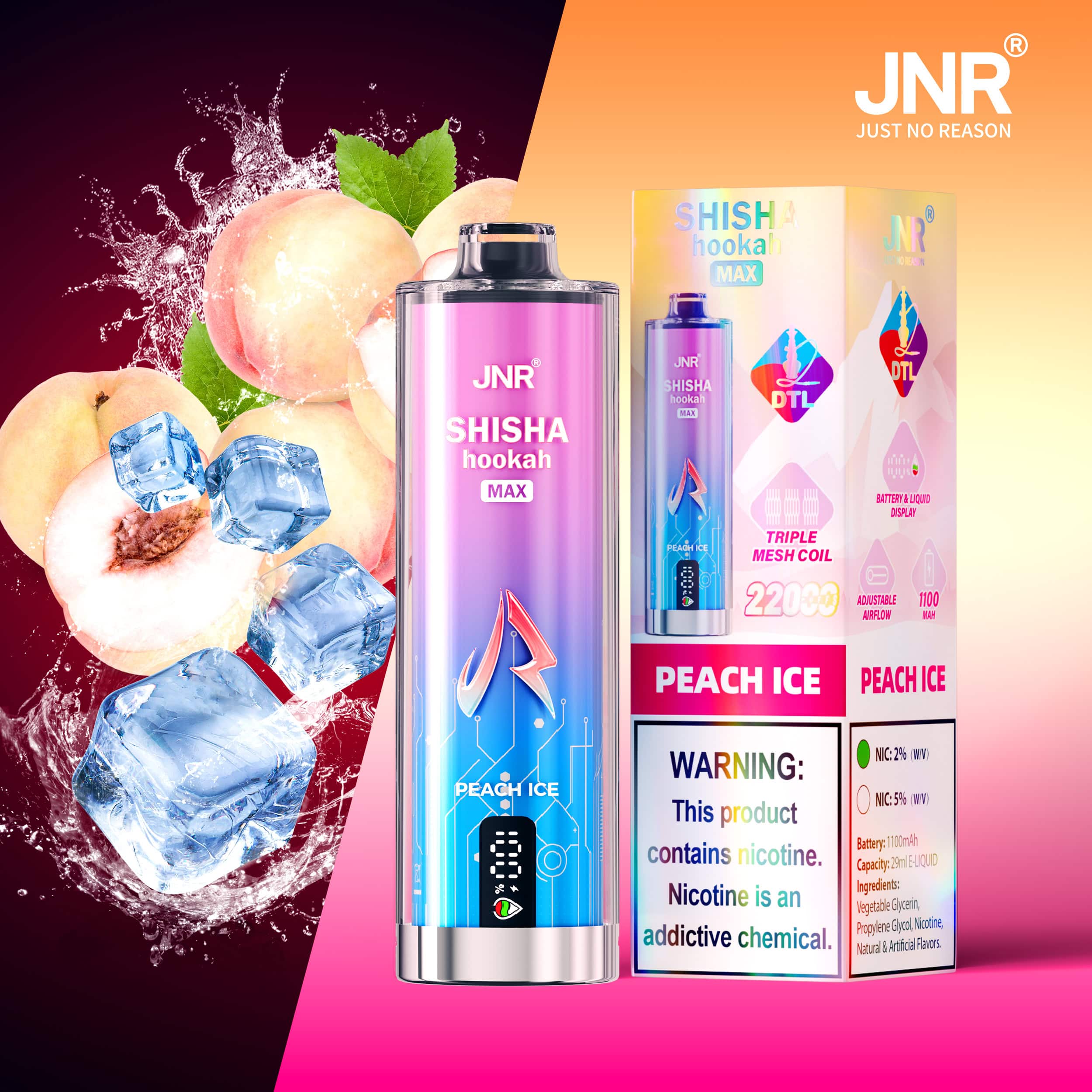 JNR Shisha Max 22000 Peach Ice